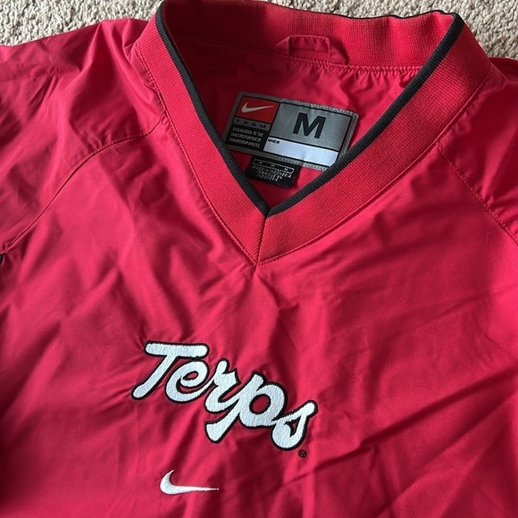 Vintage 90s Nike Center Swoosh Maryland Terrapins Terps Windbreaker Red Black - Picture 3 of 10